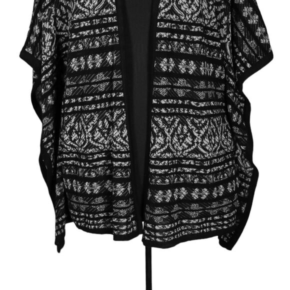 Chico's Women's Kimono Black Gray Geometric Open Front Cardigan Jacket 2 US L/12 - Picture 5 of 8